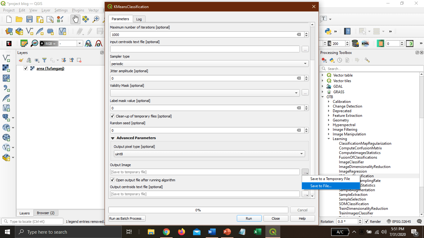 Unsupervised Image Classification using KMeans Classification in QGIS ...