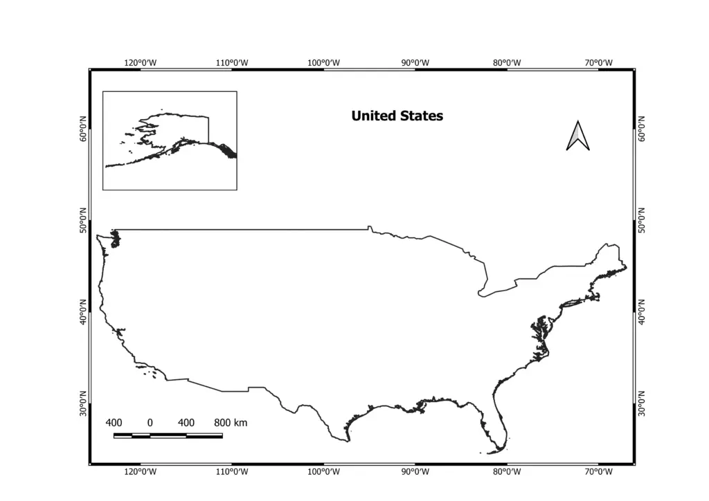 Outline map of the United States