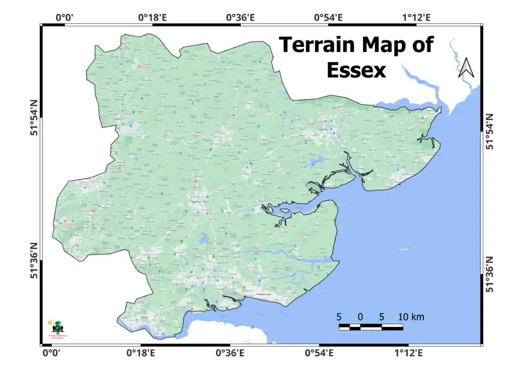 Terrain map of Essex