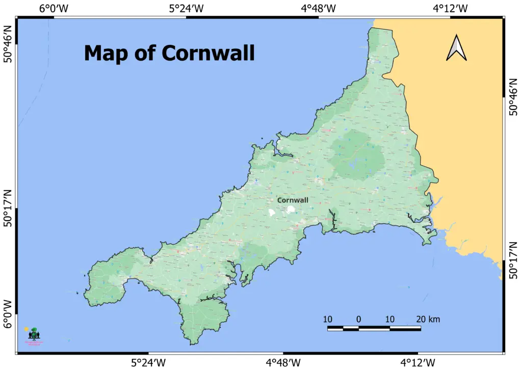 Map of Cornwall