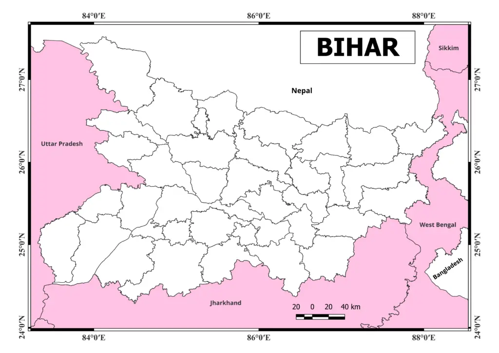 Bihar Map Pdf Download Free Geographical Analysis   Bihar Blank Map 1024x724 