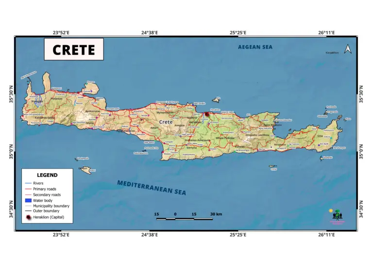 Detailed map of Crete