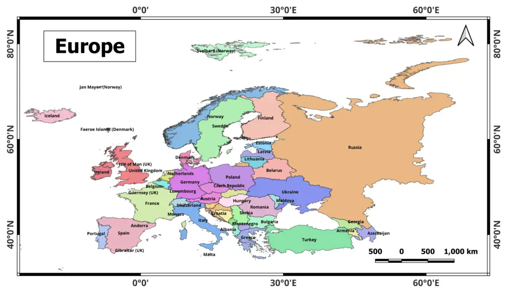 Mapa da Europa  Europe map, World map with countries, Map