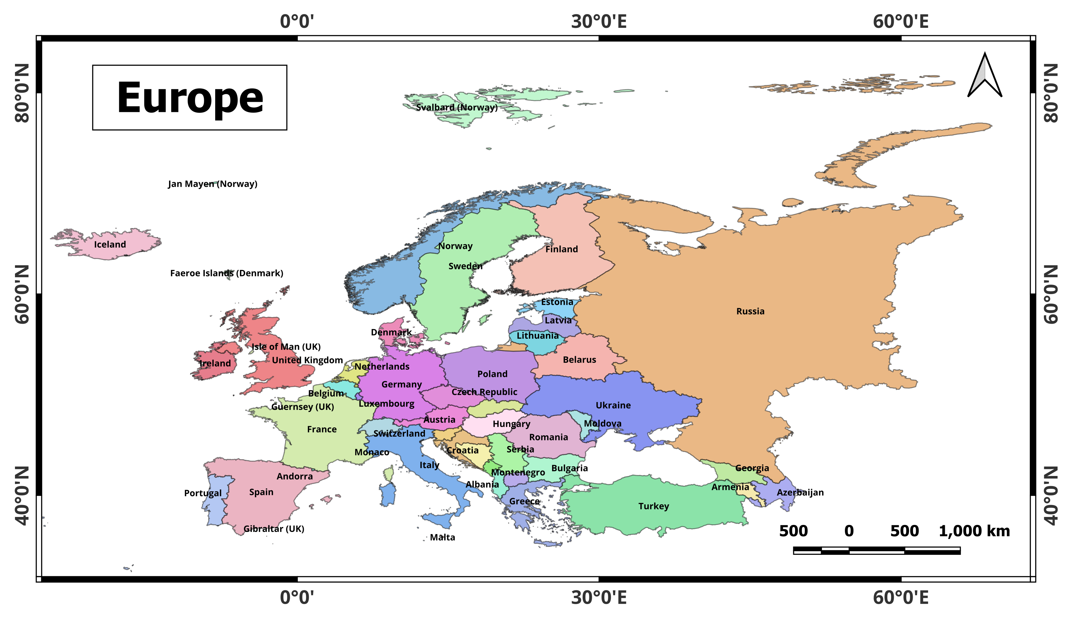 Map of Europe (mapa de europa)