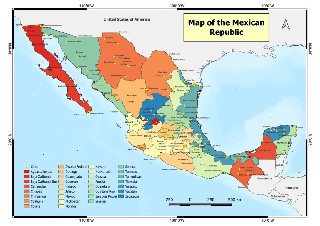 Map of the Mexican Republic png