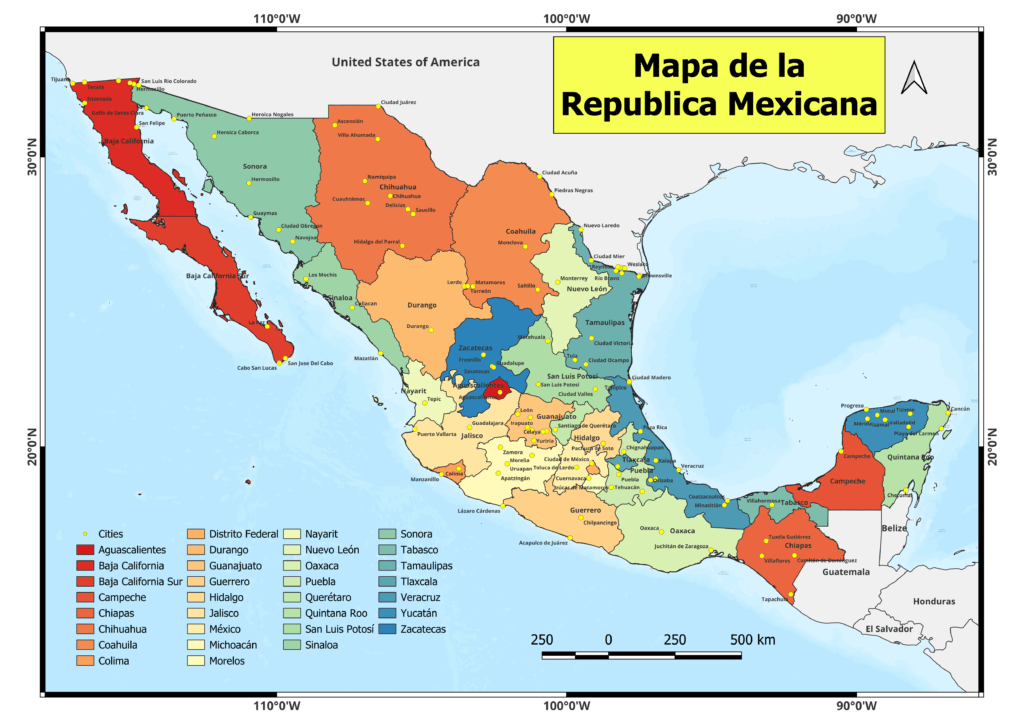 Mapa de la Republica Mexicana png