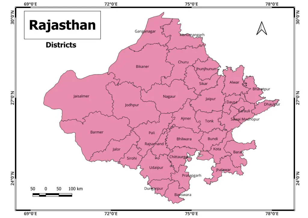 Rajasthan Districts Map