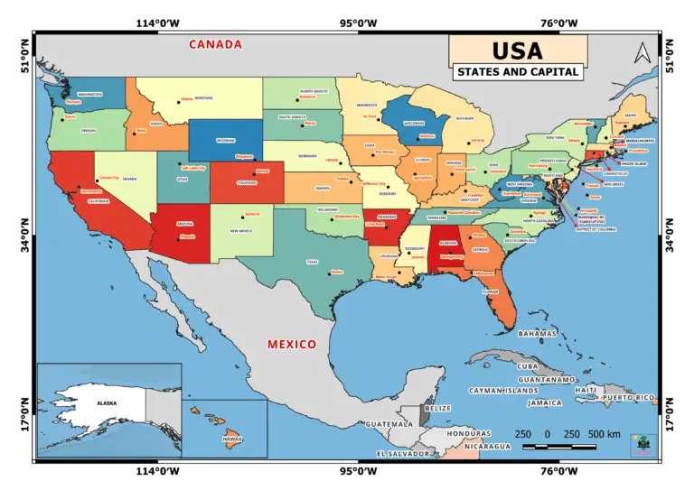 Map of USA (States and Capital)