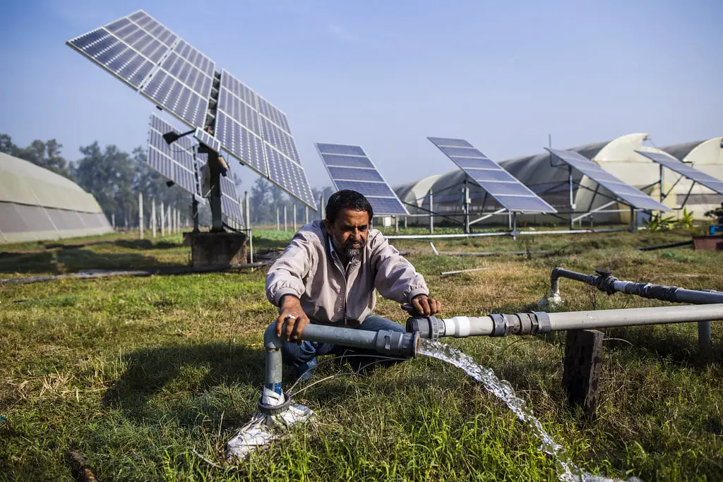 Pumping groundwater with the energy generated from solar panels