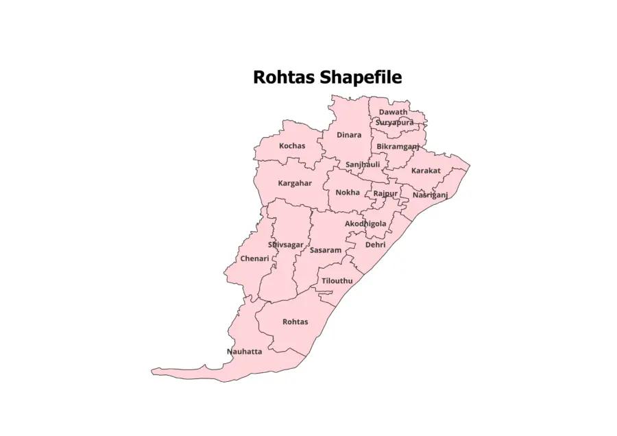 Rohtas District Shapefile 2025 (Blocks Included)